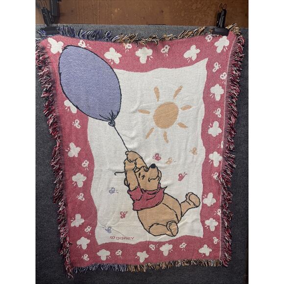Vintage Disney Winnie The Pooh Tapestry Blanket Throw Blanket 38”x49” Untreated - Picture 1 of 6